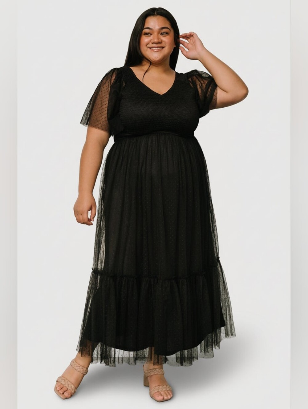 Baltic Born Martha Smocked Tulle Dress-Black